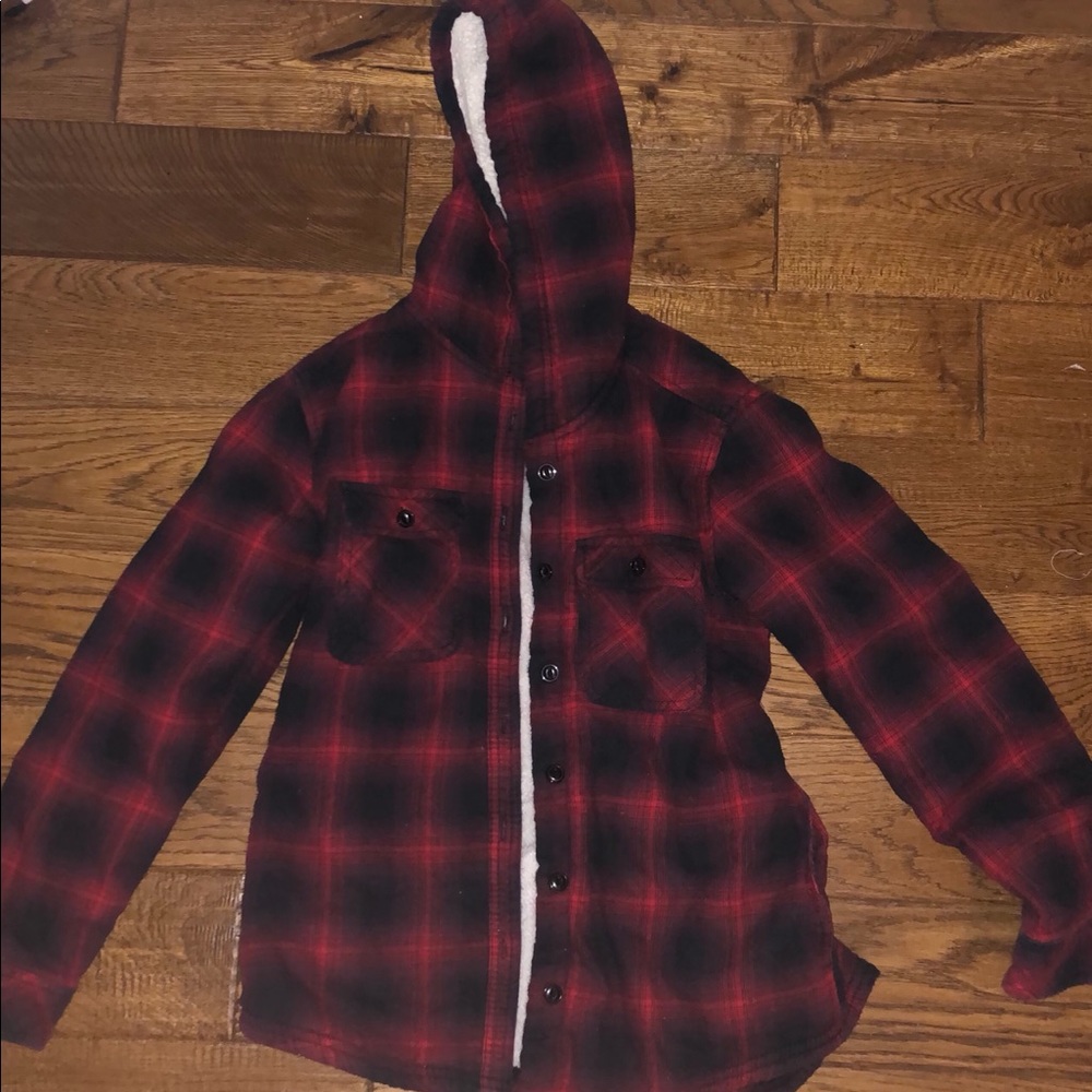 boston traders fleece lined flannel hoodie